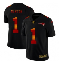 New England Patriots 1 Cam Newton Men Black Nike Red Orange Stripe Vapor Limited NFL Jersey