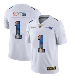 New England Patriots 1 Cam Newton Men White Nike Multi Color 2020 NFL Crucial Catch Limited NFL Jersey