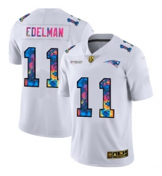 New England Patriots 11 Julian Edelman Men White Nike Multi Color 2020 NFL Crucial Catch Limited NFL Jersey