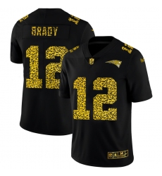 New England Patriots 12 Tom Brady Men Nike Leopard Print Fashion Vapor Limited NFL Jersey Black