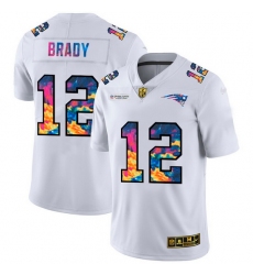 New England Patriots 12 Tom Brady Men White Nike Multi Color 2020 NFL Crucial Catch Limited NFL Jersey