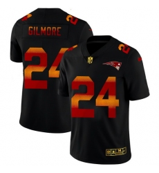 New England Patriots 24 Stephon Gilmore Men Black Nike Red Orange Stripe Vapor Limited NFL Jersey