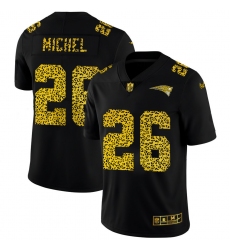 New England Patriots 26 Sony Michel Men Nike Leopard Print Fashion Vapor Limited NFL Jersey Black