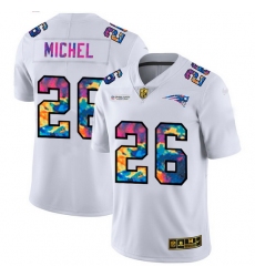 New England Patriots 26 Sony Michel Men White Nike Multi Color 2020 NFL Crucial Catch Limited NFL Jersey