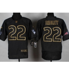 Nike New England Patriots 22 Stevan Ridley Black Elite 2014 PRO Gold Lettering Fashion NFL Jersey
