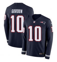 Nike Patriots #10 Josh Gordon Navy Blue Team Color Men Stitched NFL Limited Therma Long Sleeve Jersey