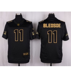 Nike Patriots #11 Drew Bledsoe Black Mens Stitched NFL Elite Pro Line Gold Collection Jersey