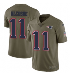 Nike Patriots #11 Drew Bledsoe Olive Mens Stitched NFL Limited 2017 Salute To Service Jersey