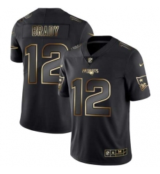Nike Patriots 12 Tom Brady Black Gold Vapor Untouchable Limited Jersey