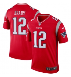 Nike Patriots 12 Tom Brady Red Inverted Legend Jersey