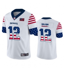 Nike Patriots 12 Tom Brady White USA Flag Fashion Limited Jersey
