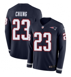 Nike Patriots #23 Patrick Chung Navy Blue Team Color Men Stitched NFL Limited Therma Long Sleeve Jersey