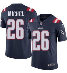 Nike Patriots #26 Sony Michel Navy Blue Mens Stitched NFL Limited Rush Jersey