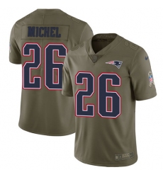 Nike Patriots #26 Sony Michel Olive Mens Stitched NFL Limited 2017 Salute To Service Jersey