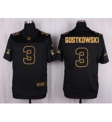 Nike Patriots #3 Stephen Gostkowski Black Mens Stitched NFL Elite Pro Line Gold Collection Jersey