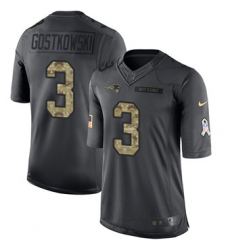 Nike Patriots #3 Stephen Gostkowski Black Mens Stitched NFL Limited 2016 Salute To Service Jersey