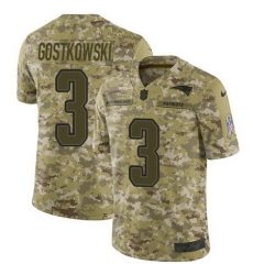 Nike Patriots #3 Stephen Gostkowski Camo Mens Stitched NFL Limited 2018 Salute To Service Jersey