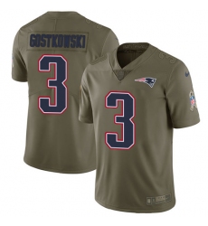 Nike Patriots #3 Stephen Gostkowski Olive Mens Stitched NFL Limited 2017 Salute To Service Jersey