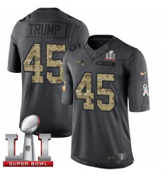 Nike Patriots #45 Donald Trump Black Super Bowl LI 51 Mens Stitched NFL Limited 2016 Salute To Service Jersey