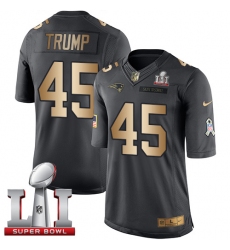 Nike Patriots #45 Donald Trump Black Super Bowl LI 51 Mens Stitched NFL Limited Gold Salute To Service Jersey