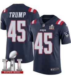 Nike Patriots #45 Donald Trump Navy Blue Super Bowl LI 51 Mens Stitched NFL Limited Rush Jersey
