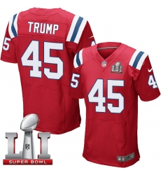 Nike Patriots #45 Donald Trump Red Alternate Super Bowl LI 51 Mens Stitched NFL Elite Jersey