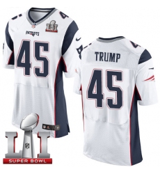 Nike Patriots #45 Donald Trump White Super Bowl LI 51 Mens Stitched NFL Elite Jersey