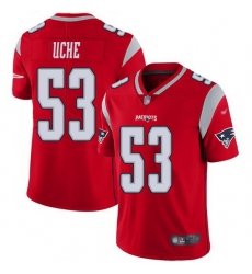 Nike Patriots 53 Josh Uche Red Men Stitched NFL Limited Inverted Legend Jersey