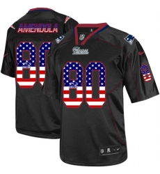 Nike Patriots #80 Danny Amendola Black Mens Stitched NFL Elite USA Flag Fashion Jersey