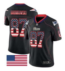 Nike Patriots #87 Rob Gronkowski Black Mens Stitched NFL Limited Rush USA Flag Jersey