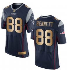 Nike Patriots #88 Martellus Bennett Navy Blue Team Color Mens Stitched NFL New Elite Gold Jersey