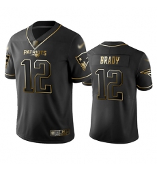Patriots 12 Tom Brady Black Men Stitched Football Limited Golden Edition Jersey
