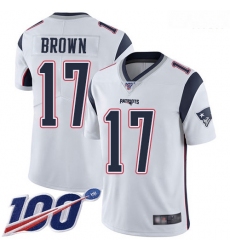 Patriots 17 Antonio Brown White Men Stitched Football 100th Season Vapor Limited Jersey
