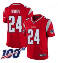 Patriots 24 Stephon Gilmore Red Men Stitched Football Limited Inverted Legend 100th Season Jersey