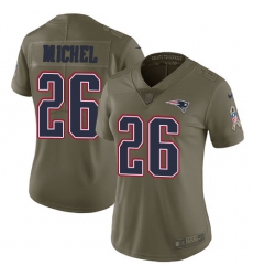 Nike Patriots #26 Sony Michel Olive Womens Stitched NFL Limited 2017 Salute to Service Jersey