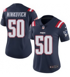 Nike Patriots #50 Rob Ninkovich Navy Blue Womens Stitched NFL Limited Rush Jersey