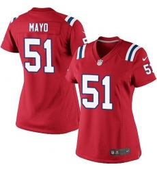 Nike Patriots #51 Jerod Mayo Red Alternate Womens Stitched NFL Elite Jersey
