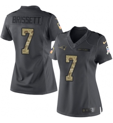 Nike Patriots #7 Jacoby Brissett Black Womens Stitched NFL Limited 2016 Salute to Service Jersey