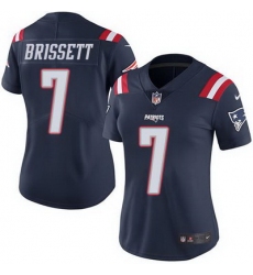 Nike Patriots #7 Jacoby Brissett Navy Blue Womens Stitched NFL Limited Rush Jersey