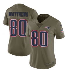 Nike Patriots #80 Jordan Matthews Olive Womens Stitched NFL Limited 2017 Salute to Service Jersey