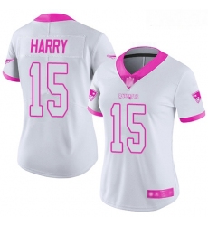 Patriots #15 N 27Keal Harry White Pink Women Stitched Football Limited Rush Fashion Jersey
