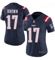 Patriots #17 Antonio Brown Navy Blue Women Stitched Football Limited Rush Jersey