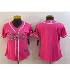 Women New England Patriots Blank Pink With Patch Cool Base Stitched Baseball Jersey