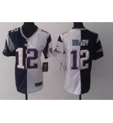 Women New England Patriots Tom Brady White Blue Split Limited Jersey