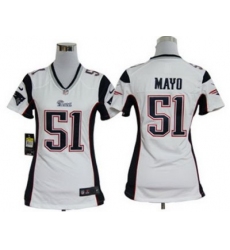 Women Nike NFL New England Patriots 51# Jerod Mayo White Jersey