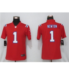 Women Nike New England Patriots 1 Cam Newton  Red Jersey