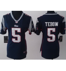 Women Nike New England Patriots 5 Tim Tebow Blue Jerseys