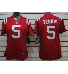 Women Nike New England Patriots 5 Tim Tebow Red LIMITED NFL Jerseys