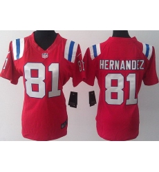 Women Nike New England Patriots 81 Hernandez Red LIMITED Jerseys