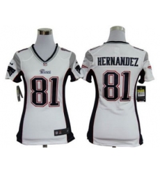 Women Nike New England Patriots 81 Hernandez White Jersey